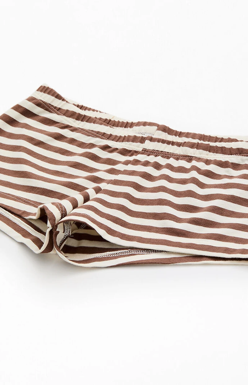 John Galt Brown & White Striped Boxer Boyshorts