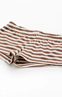 John Galt Brown & White Striped Boxer Boyshorts
