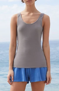John Galt Light Gray Beyonca Long Tank Top