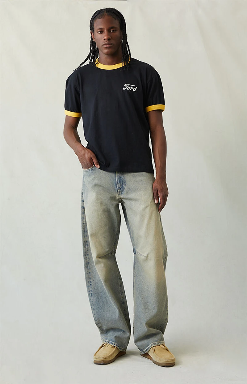 Pacsun Mason Baggy Barrel Jeans Medium Indigo Tinted