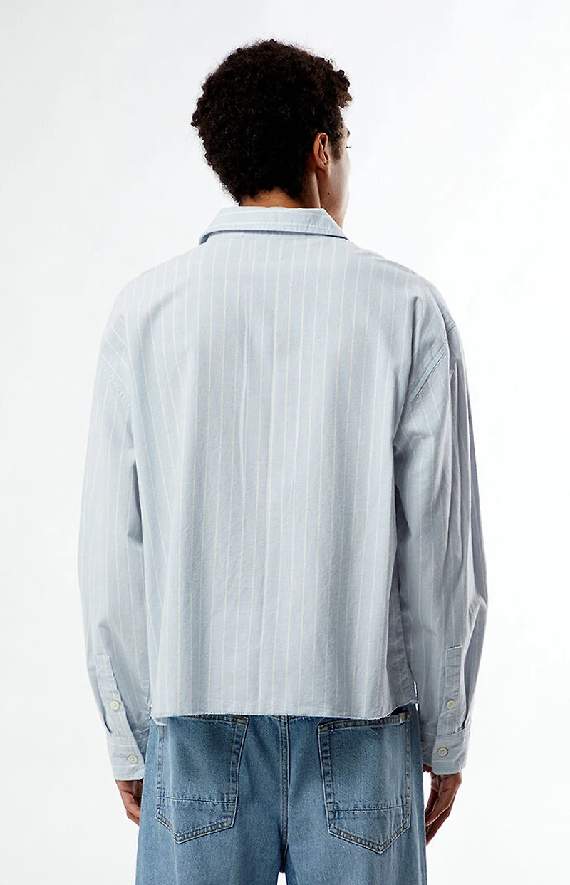 Pacsun Light Blue Striped Oxford Button Down Long Sleeve Shirt