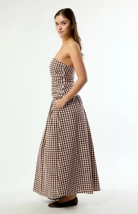 Your Favorite Gemma Strapless Gingham Maxi Dress