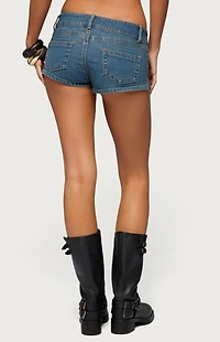 Edikted Studded Low Rise Denim Micro Shorts
