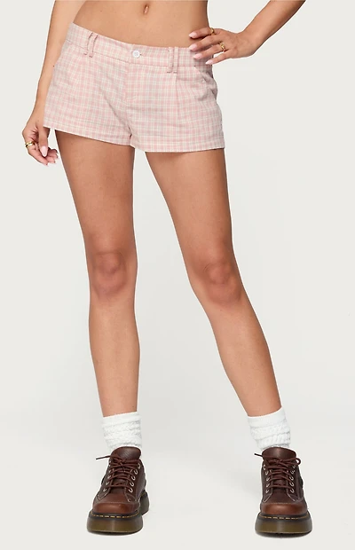 Edikted Monty Plaid Micro Shorts