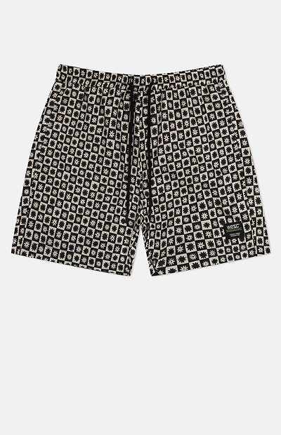 WeSC America Inc Zack Checker Daisies AOP 5" Swim Trunks