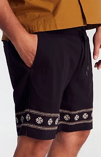 Pacsun Black Floral Embroidered Volley Shorts