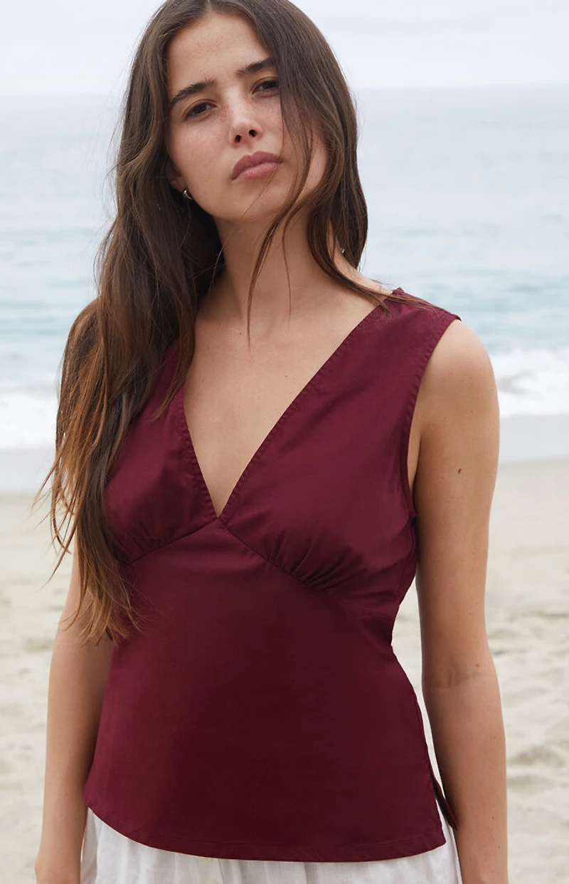 John Galt Burgundy Rafaela Top