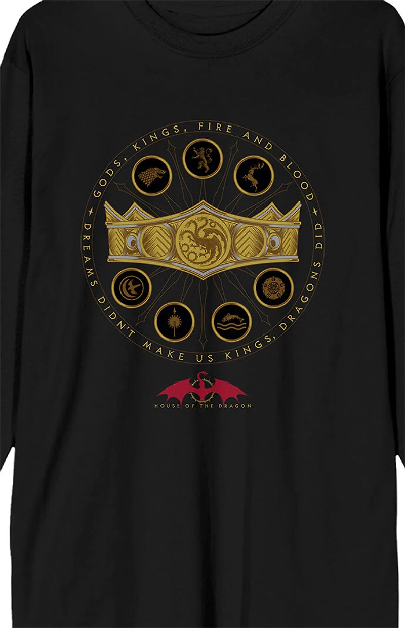House of the Dragon Gold Crown Long Sleeve T-Shirt