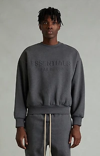 Fear of God ESSENTIALS Charcoal Heather Embossed Classic Crew Neck Sweatshirt