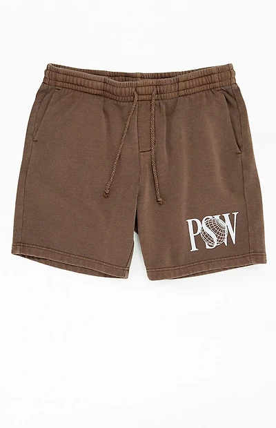 Pacsun PSW Brown Fleece Volley Sweat Shorts