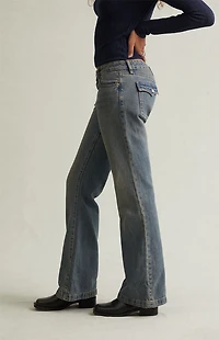Pacsun Jade Low Rise Bootcut Jeans Button Pocket Dark Blue