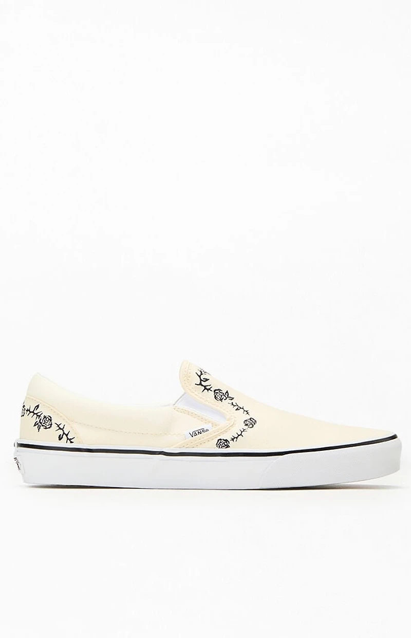 Vans Rose & Thorn Embroidered Classic Slip-On Shoes