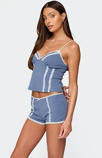 Edikted Eliane Contrast Lacey Tank Top