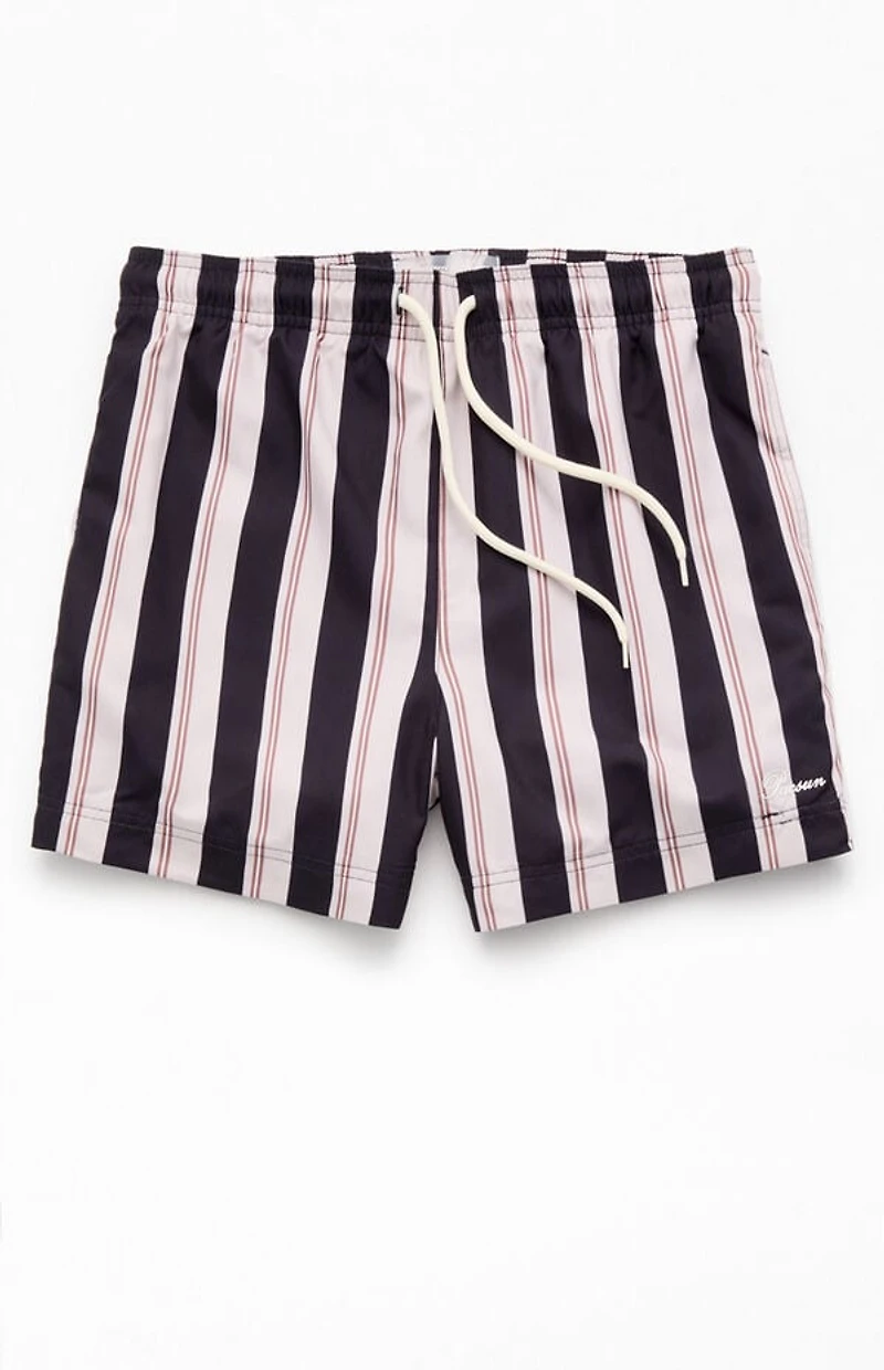 Pacsun Black Striped 4.5'' Swim Trunks