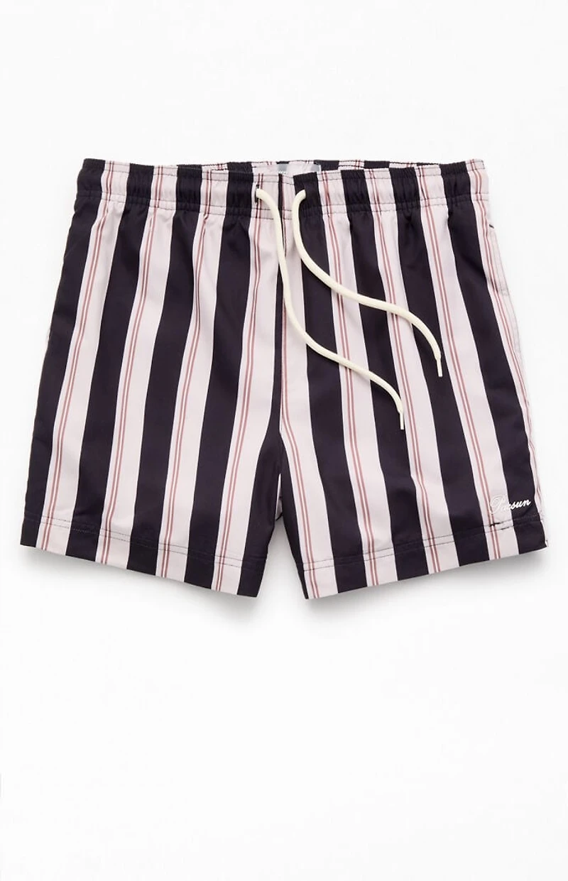 Pacsun Black Striped 4.5'' Swim Trunks