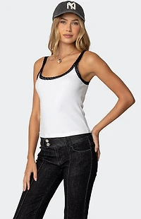 Edikted Jude Lacey Ribbed Tank Top
