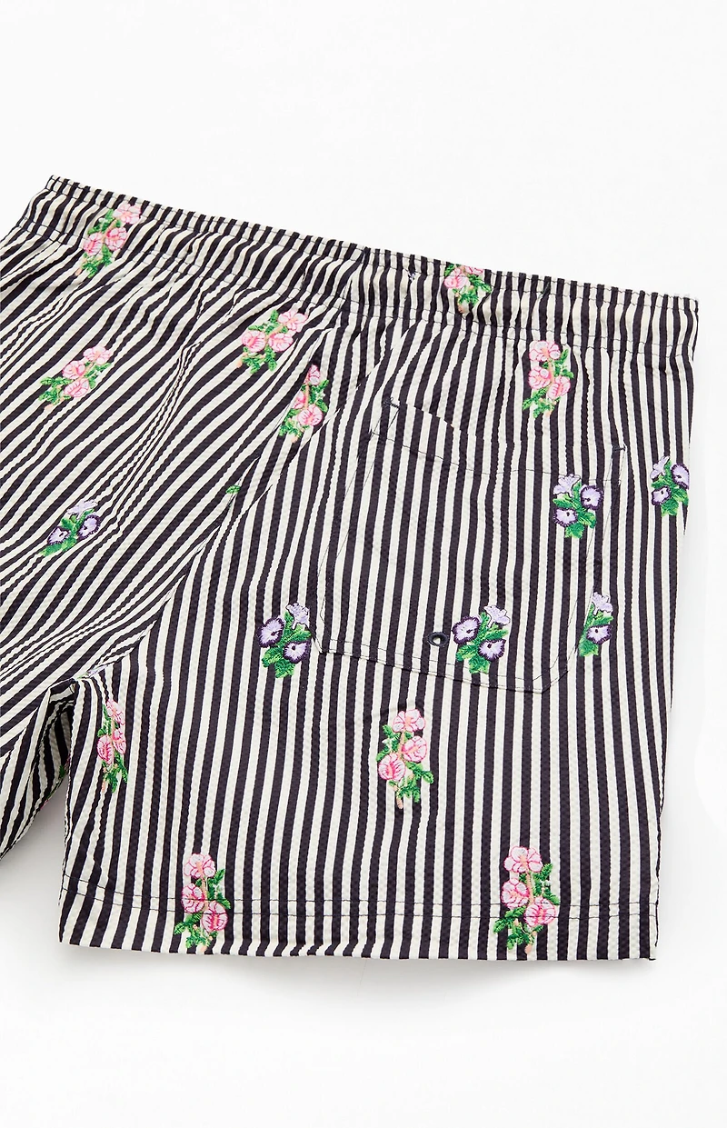 Pacsun Bouquet Striped 4.5" Swim Trunks