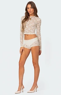 Edikted Estella Sheer Lace Micro Shorts