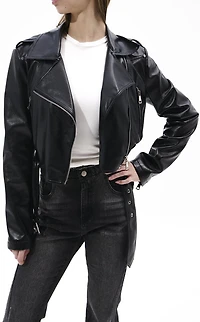 AZALEA WANG Remy Midnight Black Butter Faux Leather Jacket