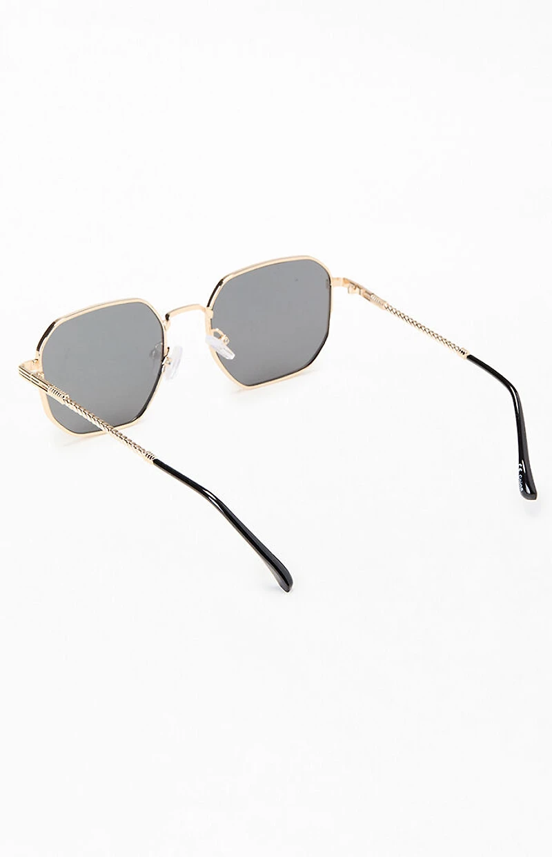 Pacsun Gold Metal Rectangle Frame Sunglasses