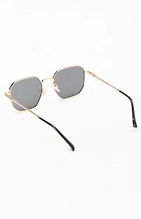 Pacsun Gold Metal Rectangle Frame Sunglasses
