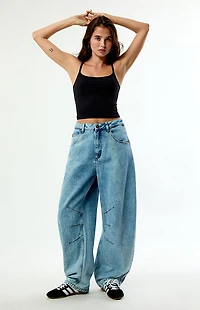 adidas Light Blue High Waisted Barrel Jeans