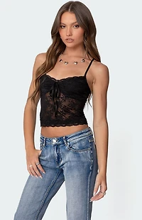 Edikted Cami Sheer Lace Tank Top