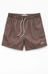 Pacsun Brown Pinstripe 5" Swim Trunks