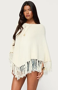 Edikted Kamila Fringe Knit Poncho