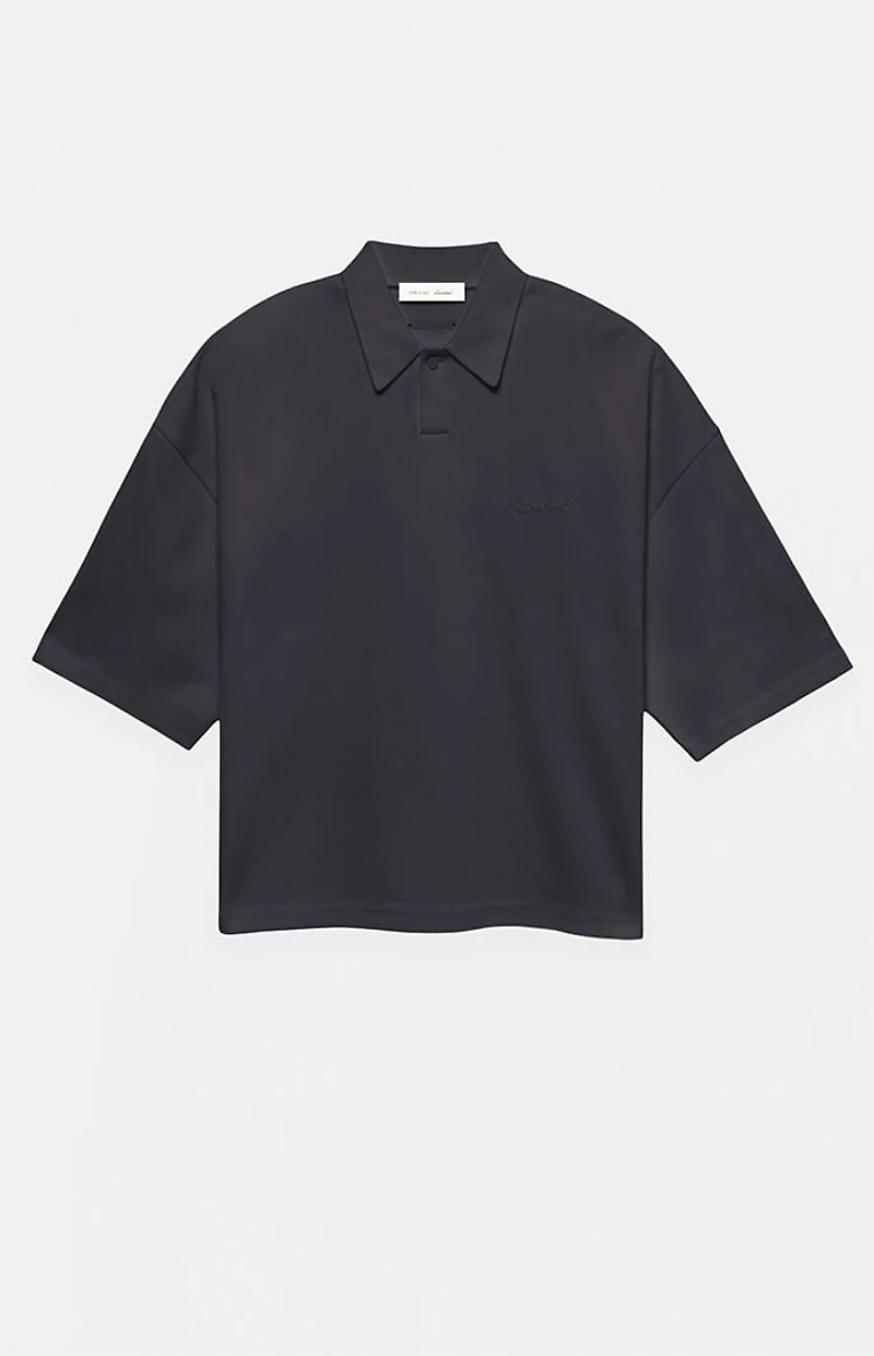 Fear of God ESSENTIALS Vintage Black Signature ’90s Cropped Polo Shirt