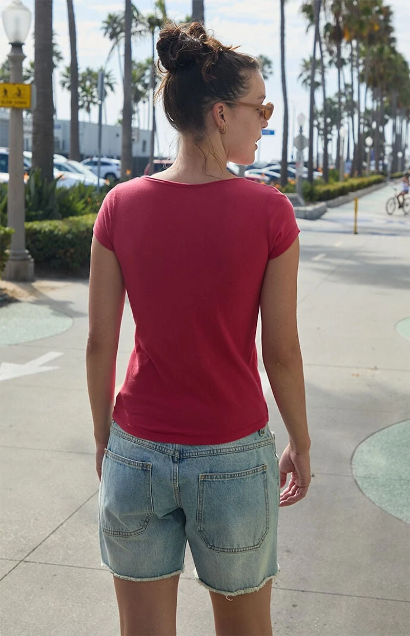 John Galt Red V-Neck Top