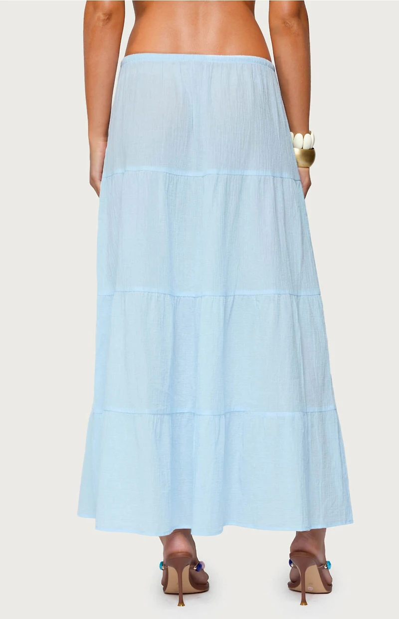 Edikted Kaila Cotton Tiered Maxi Skirt