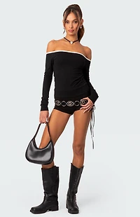 Edikted Captain Contrast Off Shoulder Top
