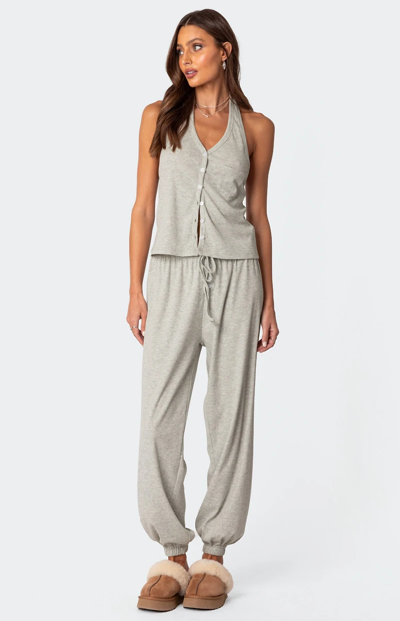 Edikted Rosanna Waffle Pajama Sweatpants