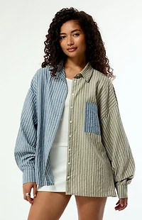 Daisy Street Swirl Striped Long Sleeve Button Down Shirt