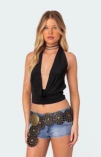 Edikted Deep Cowl Neck Open Back Top