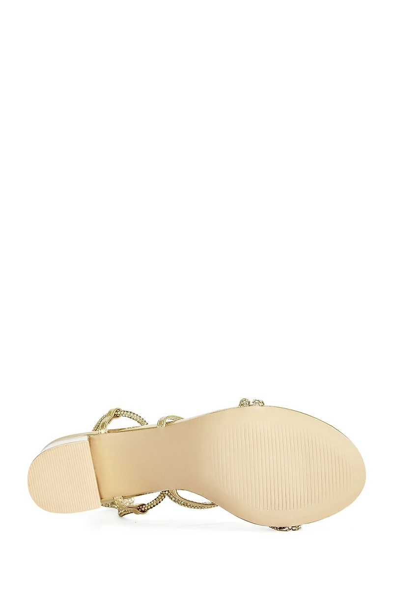 AZALEA WANG Women's Revani Gold Wrap Around Block Heels