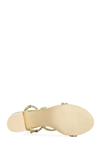 AZALEA WANG Women's Revani Gold Wrap Around Block Heels