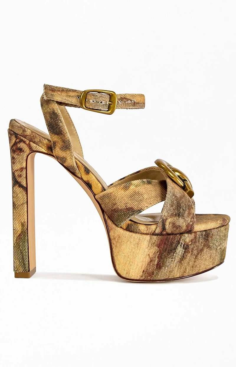AZALEA WANG Women's Uma Leopard Block Sandals