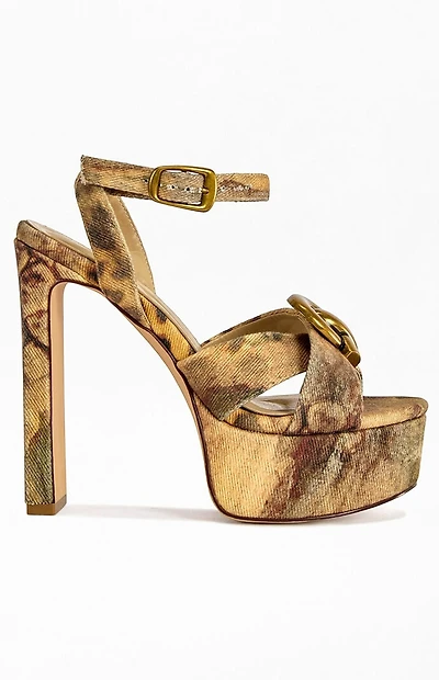 AZALEA WANG Women's Uma Leopard Block Sandals