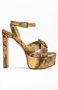 AZALEA WANG Women's Uma Leopard Block Sandals