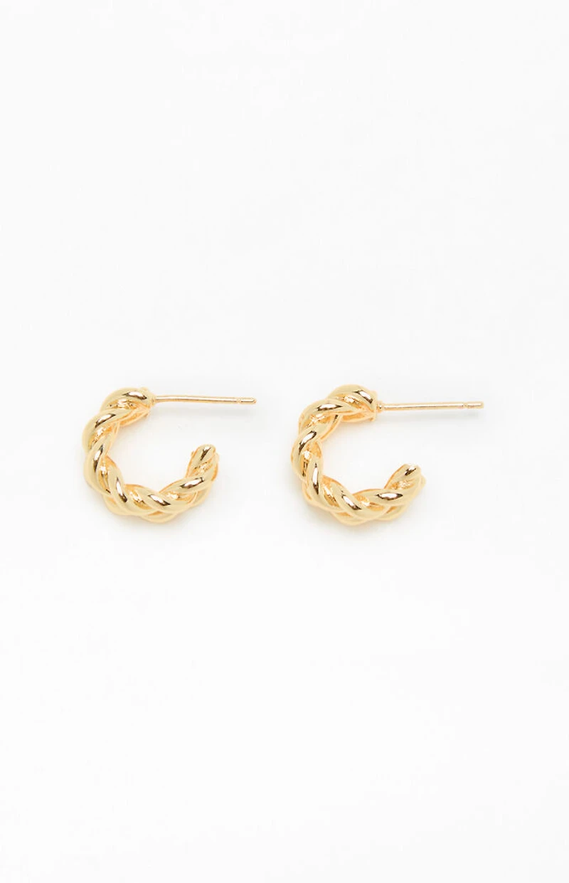 LA Hearts 14K Gold Plated Braided Hoop Earrings