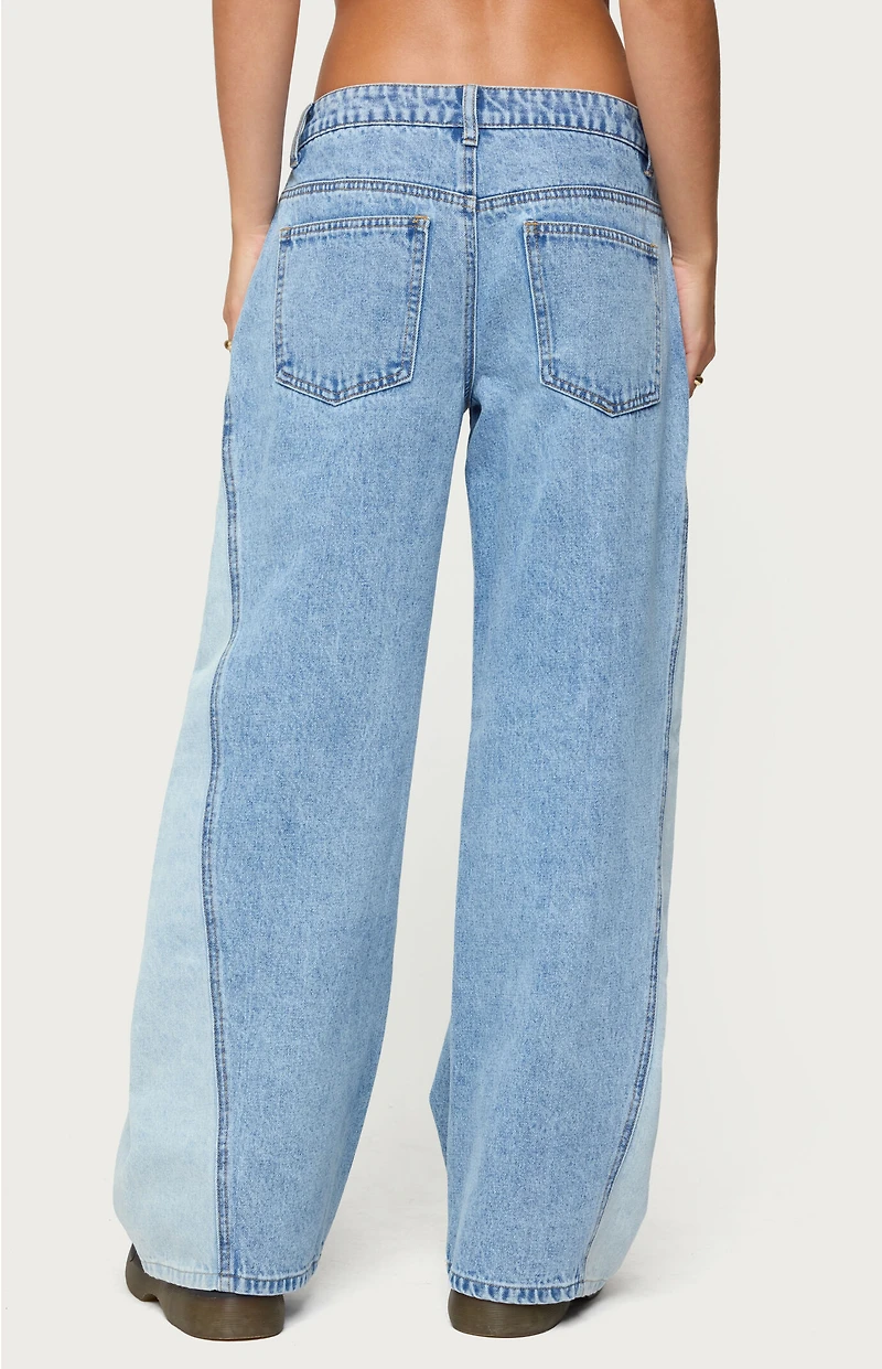 Edikted Genna Contrast Panel Low Rise Jeans