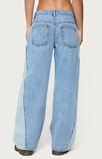 Edikted Genna Contrast Panel Low Rise Jeans