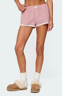 Edikted Vaughn Lacey Plaid Shorts
