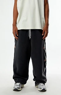 Pacsun Black Flame Star Fleece Baggy Sweatpants