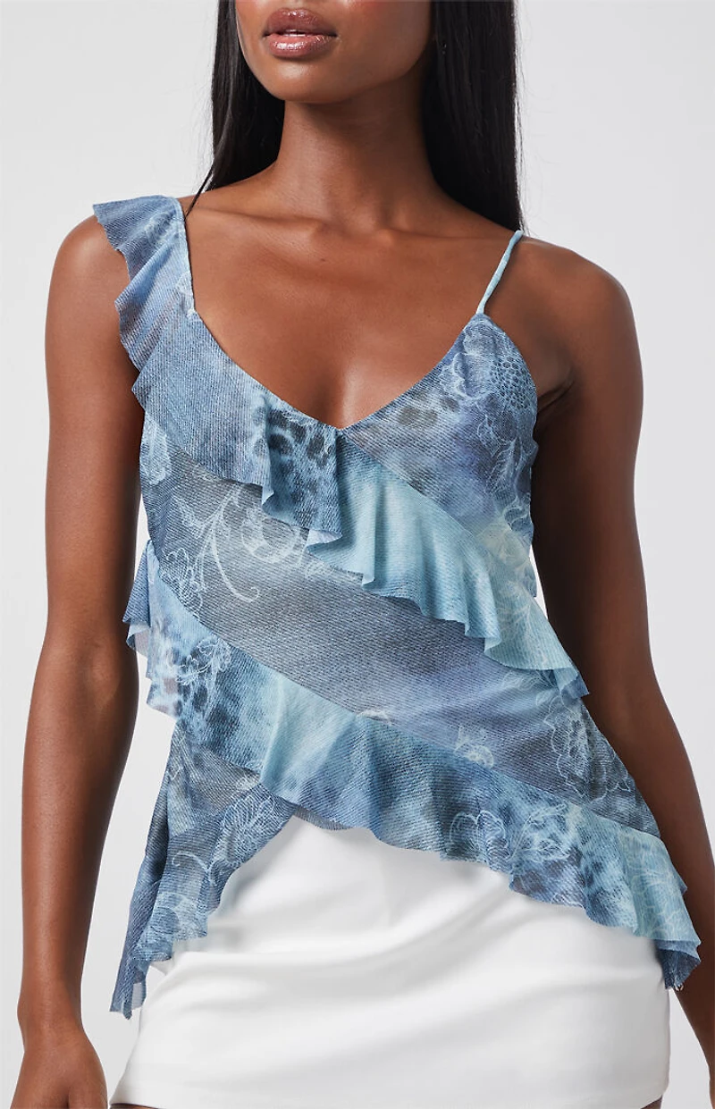 Your Favorite Josie Mesh Ruffle Tank Top