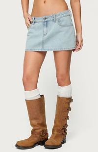 Edikted Petite Chiara Denim Micro Skirt