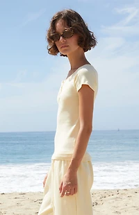 John Galt Yellow Zelly Short Sleeve Top