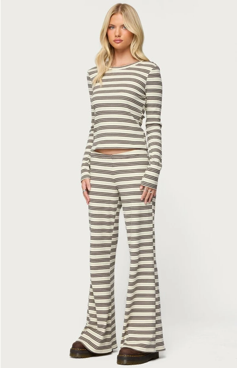 Edikted Avalie Striped Ribbed Pants